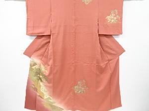 箔置き霞に花車模様刺繍一つ紋訪問着